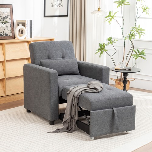 Folding linen chair bed single - linen,