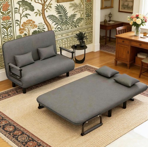 Double fabric sofa - fabric, bed